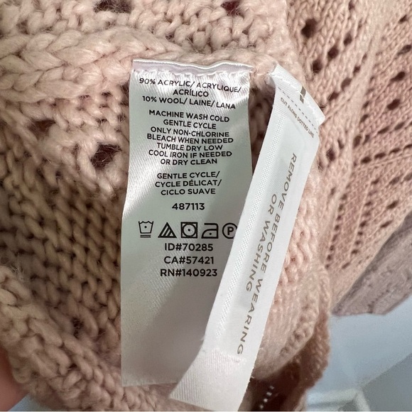 Loft Crewneck Sweater Light Pink Loose Knit - Picture 13 of 13